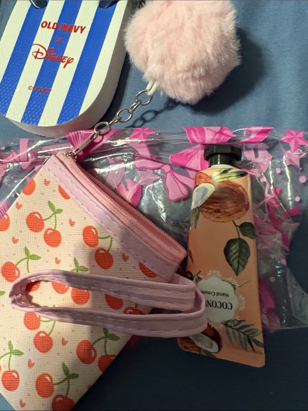 Kids' Blue Stripe Mickey & Minnie Flip Flops bundle wristlet, lip balm